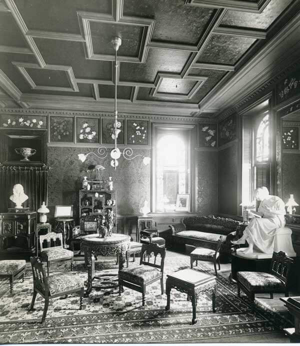 Browning Room at Wellesley College: "included a complete collection of editions of the works of Robert and Elizabeth Barrett Browning, donated by George Herbert Palmer in 1911. That collection of books, as well as many other items in the room, were saved from destruction during the 1914 fire."