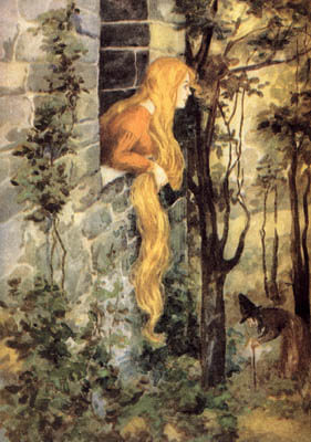 Rapunzel. Anonymous artist, circa 1909.